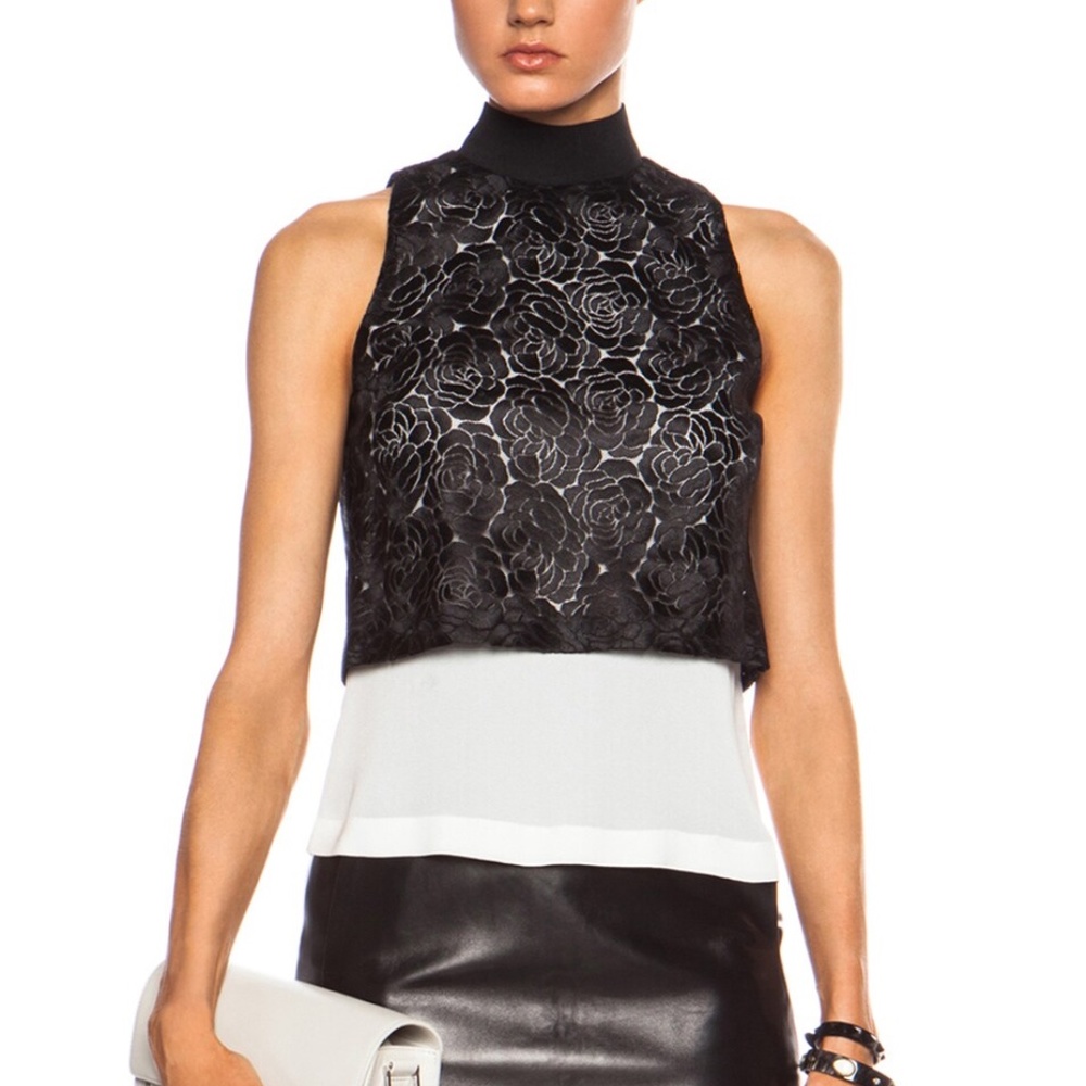 NWT A.L.C. Sid Poly Top in Black & White Size 10 (Style #5693RL)